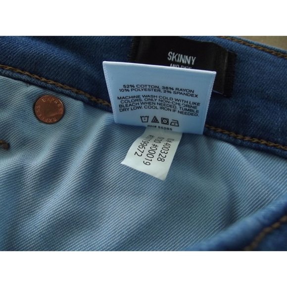 Express Jeans 4S x 24.5" Skinny Mid Rise Capri crop stretch 4p raw hem blue - Picture 8 of 9